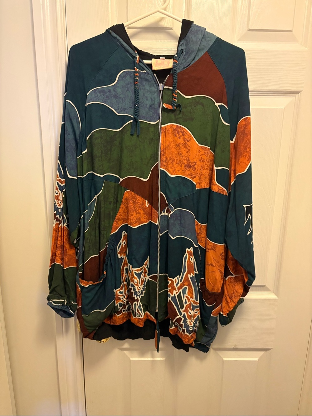 Multi-Color Zip Wolf Pattern Hoodie Jacket by Asian Creations